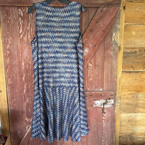 Anthropologie Maeve knit ikat zigzag navy slip dress lining ruffle hem midi. XL - Picture 4 of 8